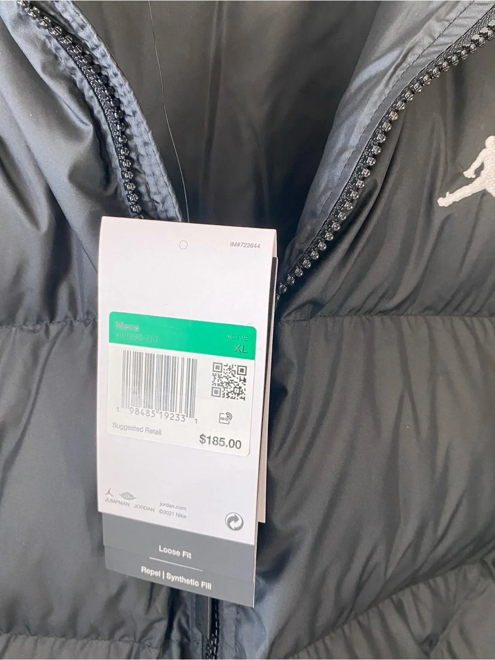 Jordan Brooklyn Therma-Fit Puffer Jacket 'Black/White' HV0532-010 $185 - Size XL